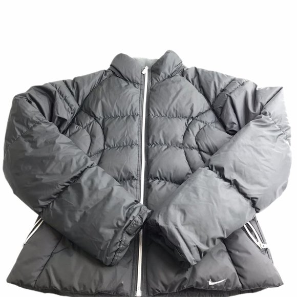 Nike Down Feather Puffy Puffer Coat Jacket, Black, Full Zip Youth 8-10 (Medium) - Picture 4 of 12